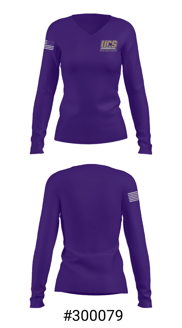 Women's Long Sleeve Vneck Shirt, Union County Elementary School, Spirit Store, Teamtime, Team time, sublimation, custom sports apparel, team uniforms, spirit wear, spiritwear, sports uniforms, custom shirts, team store, custom team store, fundraiser sports, apparel fundraiser