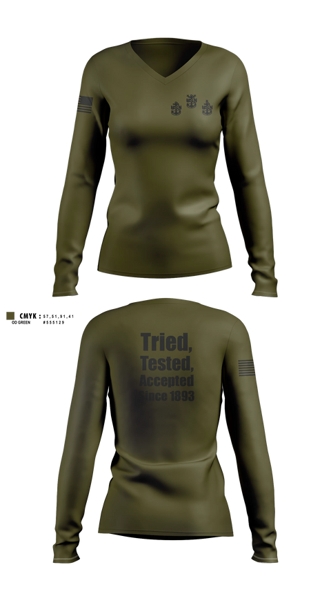 Womens Long Sleeve Vneck Shirt, The GOAT Locker gear, Navy, Teamtime, Team time, sublimation, custom sports apparel, team uniforms, spirit wear, spiritwear, sports uniforms, custom shirts, team store, custom team store, fundraiser sports, apparel fundraiser