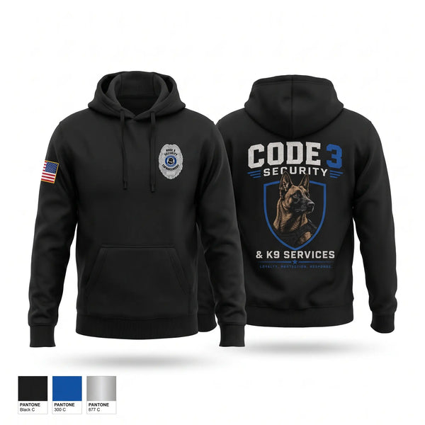 Hoodie, Code 3 Security, Police, Teamtime, Team time, sublimation, custom sports apparel, team uniforms, spirit wear, spiritwear, sports uniforms, custom shirts, team store, custom team store, fundraiser sports, apparel fundraiser