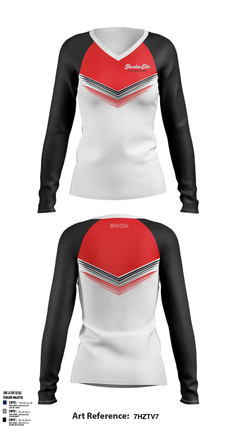 Womens Long Sleeve Vneck Shirt, Shoreline Elite, Men's Lacrosse, Teamtime, Team time, sublimation, custom sports apparel, team uniforms, spirit wear, spiritwear, sports uniforms, custom shirts, team store, custom team store, fundraiser sports, apparel fundraiser