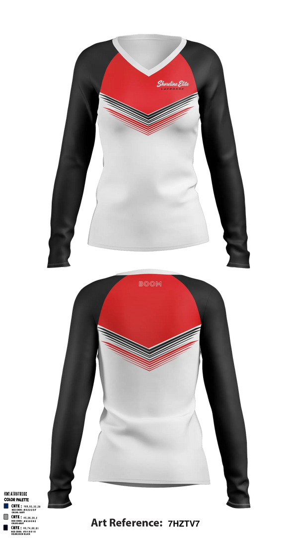 Womens Long Sleeve Vneck Shirt, Shoreline Elite, Men's Lacrosse, Teamtime, Team time, sublimation, custom sports apparel, team uniforms, spirit wear, spiritwear, sports uniforms, custom shirts, team store, custom team store, fundraiser sports, apparel fundraiser