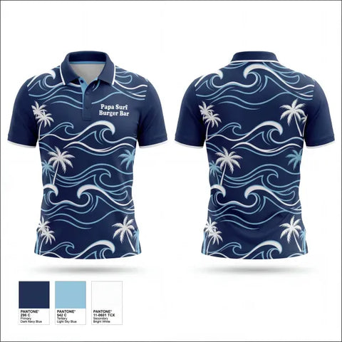 Short Sleeve Performance Polo, Papa Surf Burger Bar, , Teamtime, Team time, sublimation, custom sports apparel, team uniforms, spirit wear, spiritwear, sports uniforms, custom shirts, team store, custom team store, fundraiser sports, apparel fundraiser