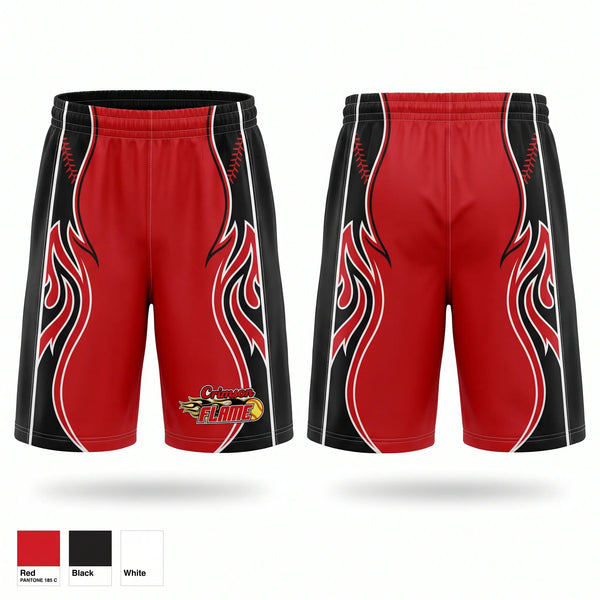 Athletic Shorts With Pockets, Crimson Flames, Softball, Teamtime, Team time, sublimation, custom sports apparel, team uniforms, spirit wear, spiritwear, sports uniforms, custom shirts, team store, custom team store, fundraiser sports, apparel fundraiser