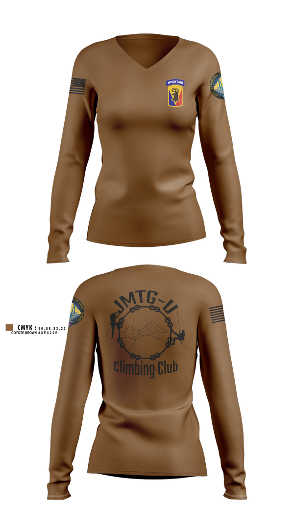 Womens Long Sleeve Vneck Shirt, 86th IBCT (MTN), , Teamtime, Team time, sublimation, custom sports apparel, team uniforms, spirit wear, spiritwear, sports uniforms, custom shirts, team store, custom team store, fundraiser sports, apparel fundraiser