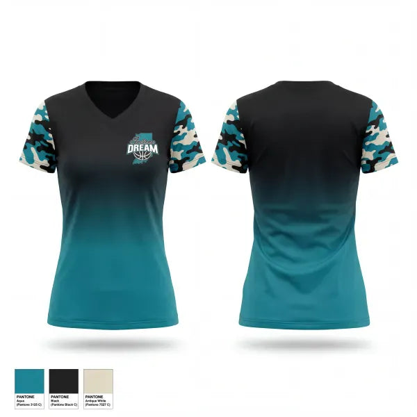 Womens Short Sleeve Vneck Shirt, Indiana Dream, Women's Basketball, Teamtime, Team time, sublimation, custom sports apparel, team uniforms, spirit wear, spiritwear, sports uniforms, custom shirts, team store, custom team store, fundraiser sports, apparel fundraiser