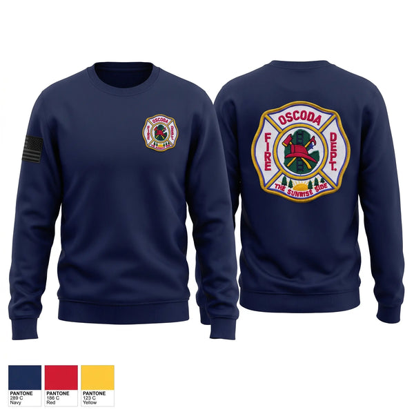 Crew Neck Sweatshirt, Oscoda Fire Dept, Fire Department, Teamtime, Team time, sublimation, custom sports apparel, team uniforms, spirit wear, spiritwear, sports uniforms, custom shirts, team store, custom team store, fundraiser sports, apparel fundraiser