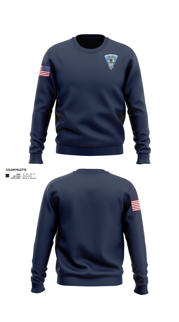 Crew Neck Sweatshirt, Palisades Park Police Department Public, Police, Teamtime, Team time, sublimation, custom sports apparel, team uniforms, spirit wear, spiritwear, sports uniforms, custom shirts, team store, custom team store, fundraiser sports, apparel fundraiser