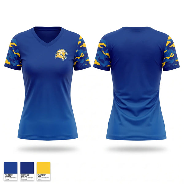 Womens Short Sleeve Vneck Shirt, Lions, Baseball, Teamtime, Team time, sublimation, custom sports apparel, team uniforms, spirit wear, spiritwear, sports uniforms, custom shirts, team store, custom team store, fundraiser sports, apparel fundraiser