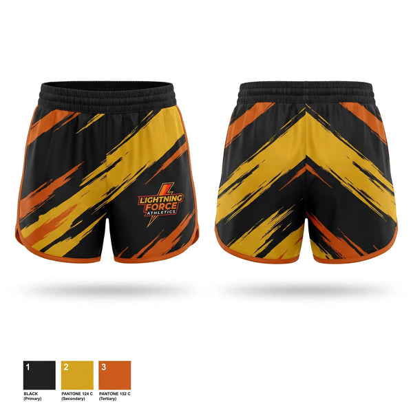 Womens Shorts, Lightning Force Athletics, Track & Field, Teamtime, Team time, sublimation, custom sports apparel, team uniforms, spirit wear, spiritwear, sports uniforms, custom shirts, team store, custom team store, fundraiser sports, apparel fundraiser