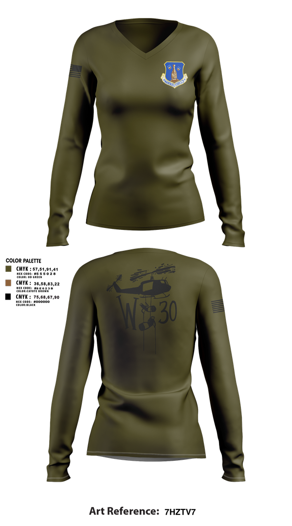 Womens Long Sleeve Vneck Shirt, 145th LRS/LGVM, , Teamtime, Team time, sublimation, custom sports apparel, team uniforms, spirit wear, spiritwear, sports uniforms, custom shirts, team store, custom team store, fundraiser sports, apparel fundraiser