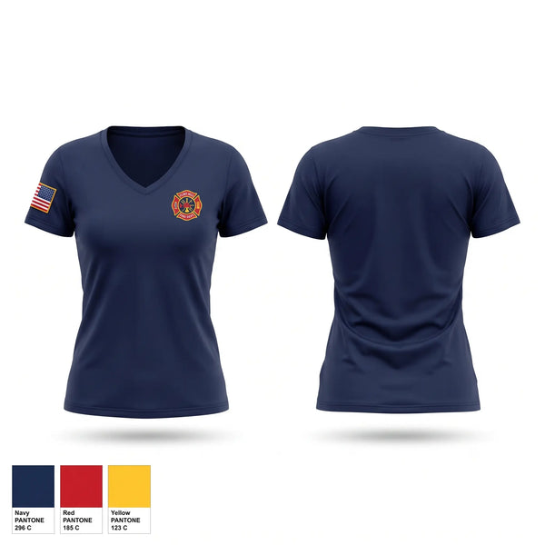 Womens Short Sleeve Vneck Shirt, Flint Hill Fire, Fire Department, Teamtime, Team time, sublimation, custom sports apparel, team uniforms, spirit wear, spiritwear, sports uniforms, custom shirts, team store, custom team store, fundraiser sports, apparel fundraiser