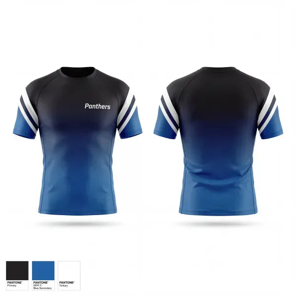 Short Sleeve Rash Guard Shirt, Panthers, Wrestling, Teamtime, Team time, sublimation, custom sports apparel, team uniforms, spirit wear, spiritwear, sports uniforms, custom shirts, team store, custom team store, fundraiser sports, apparel fundraiser