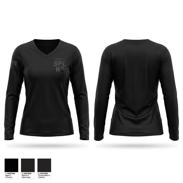 Womens Long Sleeve Vneck Shirt, SPD K9, Police, Teamtime, Team time, sublimation, custom sports apparel, team uniforms, spirit wear, spiritwear, sports uniforms, custom shirts, team store, custom team store, fundraiser sports, apparel fundraiser