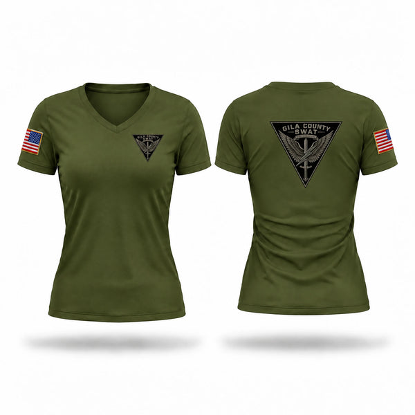 Womens Short Sleeve Vneck Shirt, Gila County Regional SWAT, Police, Teamtime, Team time, sublimation, custom sports apparel, team uniforms, spirit wear, spiritwear, sports uniforms, custom shirts, team store, custom team store, fundraiser sports, apparel fundraiser