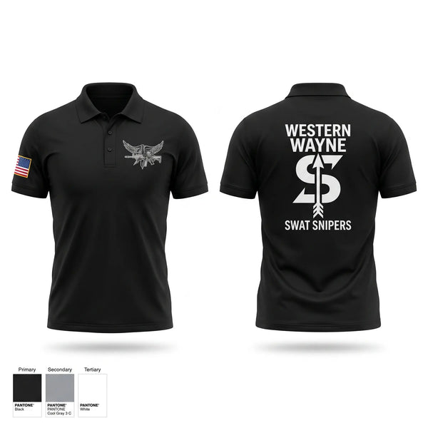 Short Sleeve Performance Polo, Western Wayne SWAT Snipers, Police, Teamtime, Team time, sublimation, custom sports apparel, team uniforms, spirit wear, spiritwear, sports uniforms, custom shirts, team store, custom team store, fundraiser sports, apparel fundraiser