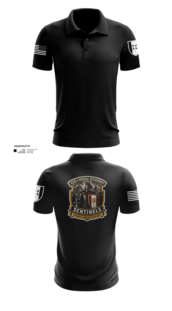 Short Sleeve Performance Polo, 528th MED DET COSC, Army, Teamtime, Team time, sublimation, custom sports apparel, team uniforms, spirit wear, spiritwear, sports uniforms, custom shirts, team store, custom team store, fundraiser sports, apparel fundraiser
