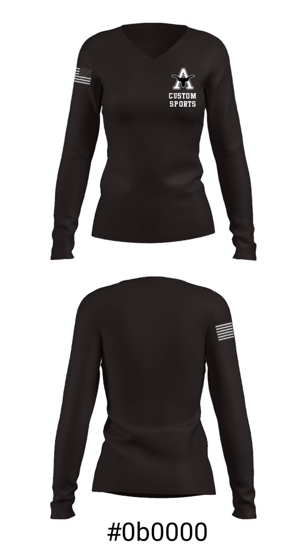 Women's Long Sleeve Vneck Shirt, Agate Elementary School, Spirit Store, Teamtime, Team time, sublimation, custom sports apparel, team uniforms, spirit wear, spiritwear, sports uniforms, custom shirts, team store, custom team store, fundraiser sports, apparel fundraiser