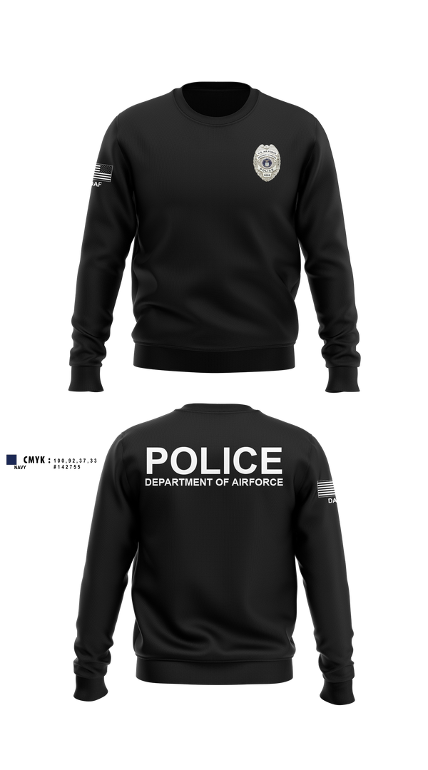 Crew Neck Sweatshirt, DEPARTMENT OF AIRFORCE, Police, Teamtime, Team time, sublimation, custom sports apparel, team uniforms, spirit wear, spiritwear, sports uniforms, custom shirts, team store, custom team store, fundraiser sports, apparel fundraiser