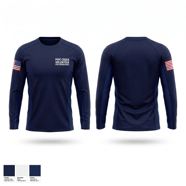 Long Sleeve Performance Shirt, Pipe Creek Volunteer Fire Department, Fire Department, Teamtime, Team time, sublimation, custom sports apparel, team uniforms, spirit wear, spiritwear, sports uniforms, custom shirts, team store, custom team store, fundraiser sports, apparel fundraiser