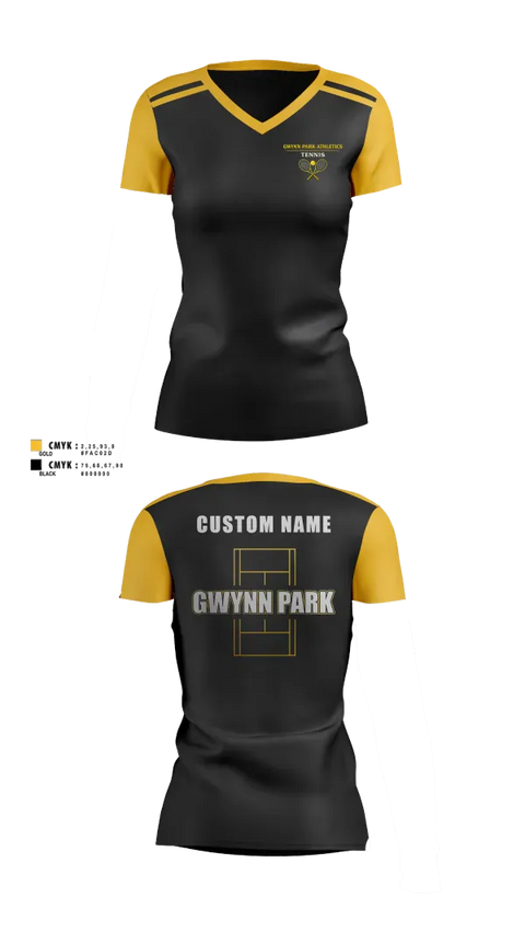 Womens Short Sleeve Vneck Shirt, Gwynn Park High School Tennis, Tennis, Teamtime, Team time, sublimation, custom sports apparel, team uniforms, spirit wear, spiritwear, sports uniforms, custom shirts, team store, custom team store, fundraiser sports, apparel fundraiser