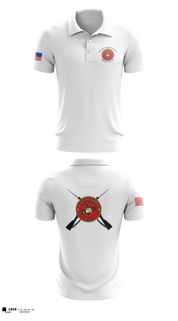 Short Sleeve Performance Polo, Ruskin Highschool MCJROTC drill team, Marines, Teamtime, Team time, sublimation, custom sports apparel, team uniforms, spirit wear, spiritwear, sports uniforms, custom shirts, team store, custom team store, fundraiser sports, apparel fundraiser