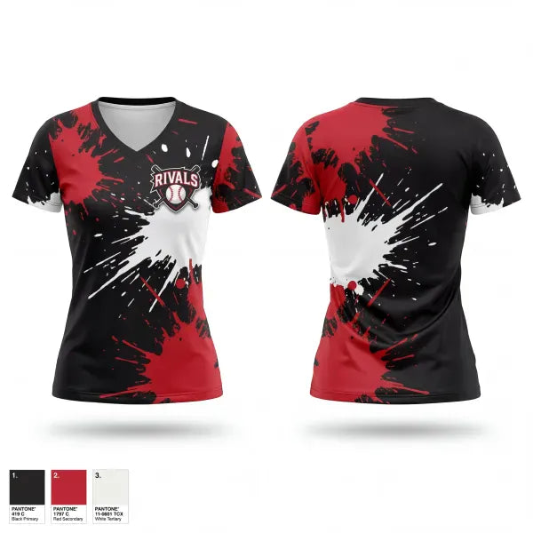Womens Short Sleeve Vneck Shirt, Rivals Baseball, Baseball, Teamtime, Team time, sublimation, custom sports apparel, team uniforms, spirit wear, spiritwear, sports uniforms, custom shirts, team store, custom team store, fundraiser sports, apparel fundraiser