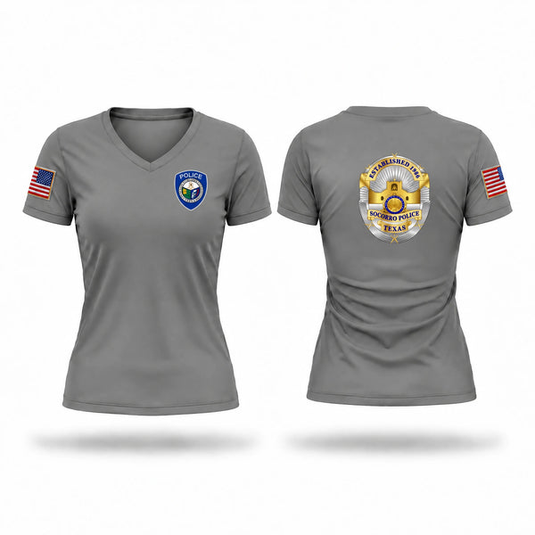Womens Short Sleeve Vneck Shirt, Socorro Police Department, Police, Teamtime, Team time, sublimation, custom sports apparel, team uniforms, spirit wear, spiritwear, sports uniforms, custom shirts, team store, custom team store, fundraiser sports, apparel fundraiser
