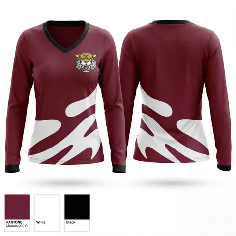 Womens Long Sleeve Vneck Shirt, Valley view bobcats, Men's Basketball, Teamtime, Team time, sublimation, custom sports apparel, team uniforms, spirit wear, spiritwear, sports uniforms, custom shirts, team store, custom team store, fundraiser sports, apparel fundraiser