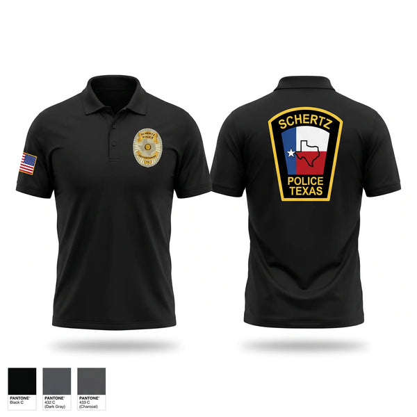 Short Sleeve Performance Polo, Schertz, Police, Teamtime, Team time, sublimation, custom sports apparel, team uniforms, spirit wear, spiritwear, sports uniforms, custom shirts, team store, custom team store, fundraiser sports, apparel fundraiser