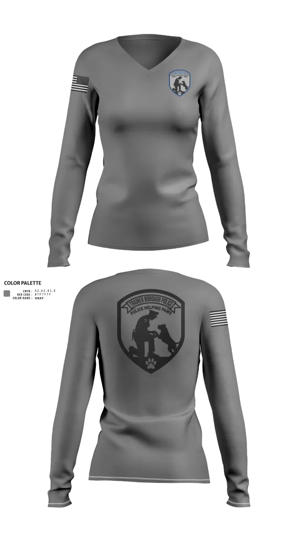 Womens Long Sleeve Vneck Shirt, Police Helping Paws, , Teamtime, Team time, sublimation, custom sports apparel, team uniforms, spirit wear, spiritwear, sports uniforms, custom shirts, team store, custom team store, fundraiser sports, apparel fundraiser