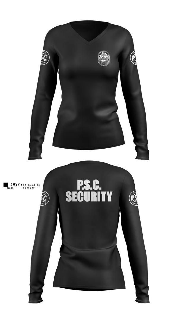 Womens Long Sleeve Vneck Shirt, Security, Police, Teamtime, Team time, sublimation, custom sports apparel, team uniforms, spirit wear, spiritwear, sports uniforms, custom shirts, team store, custom team store, fundraiser sports, apparel fundraiser