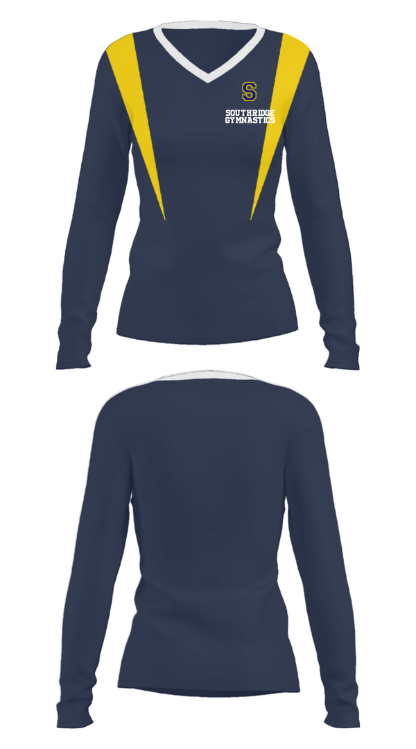Women's Long Sleeve Vneck Shirt, Southridge High School Gymnastics, Spirit Store, Teamtime, Team time, sublimation, custom sports apparel, team uniforms, spirit wear, spiritwear, sports uniforms, custom shirts, team store, custom team store, fundraiser sports, apparel fundraiser