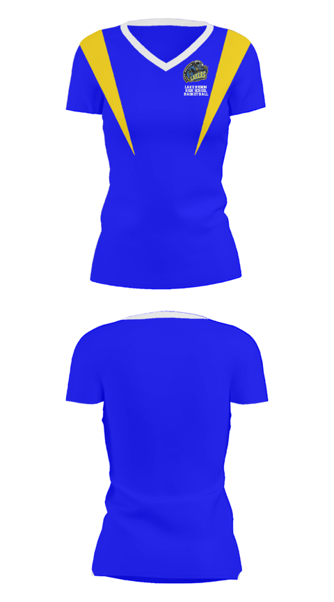 Women's Short Sleeve Vneck Shirt, Lake Region High School Basketball, Women's Basketball, Teamtime, Team time, sublimation, custom sports apparel, team uniforms, spirit wear, spiritwear, sports uniforms, custom shirts, team store, custom team store, fundraiser sports, apparel fundraiser