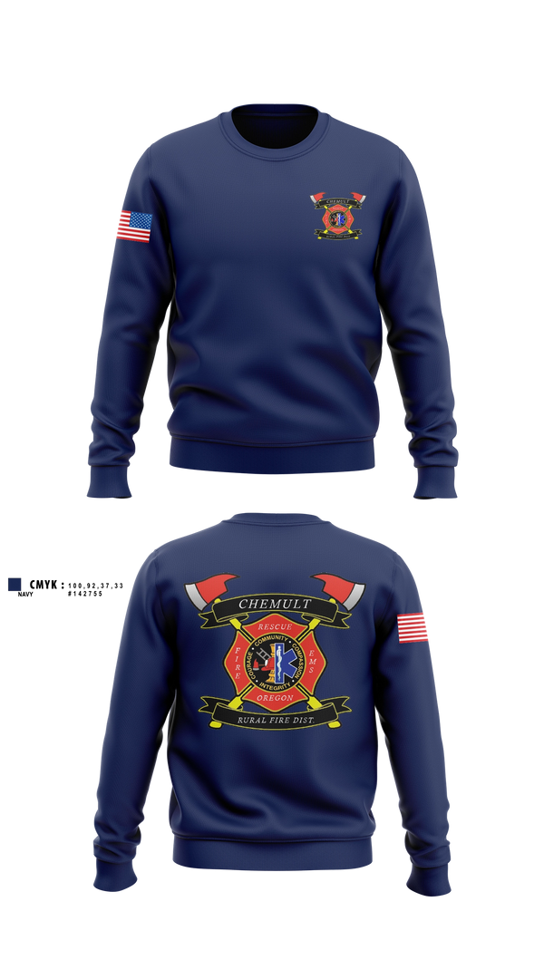 Crew Neck Sweatshirt, Chemult Rural Fire Protection District, Fire Department, Teamtime, Team time, sublimation, custom sports apparel, team uniforms, spirit wear, spiritwear, sports uniforms, custom shirts, team store, custom team store, fundraiser sports, apparel fundraiser