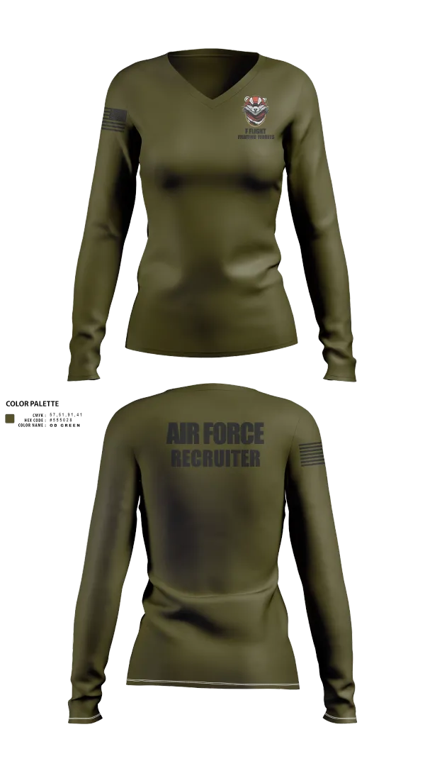 Womens Long Sleeve Vneck Shirt, 336 RCS F Flight, , Teamtime, Team time, sublimation, custom sports apparel, team uniforms, spirit wear, spiritwear, sports uniforms, custom shirts, team store, custom team store, fundraiser sports, apparel fundraiser