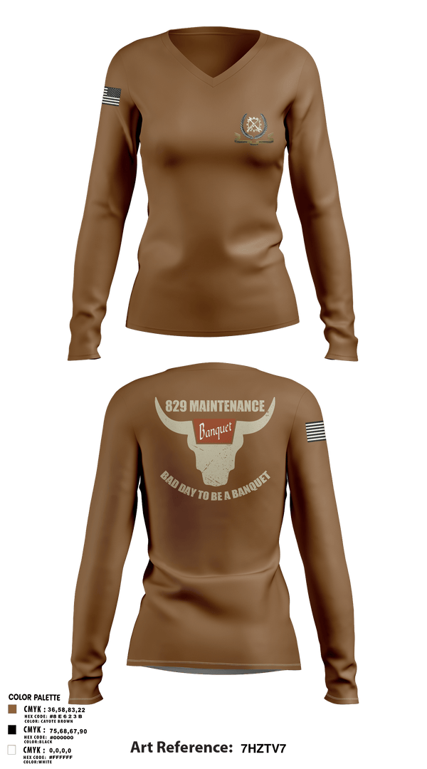 Women's Long Sleeve Vneck Shirt, 829 maintenance, National Guard, Teamtime, Team time, sublimation, custom sports apparel, team uniforms, spirit wear, spiritwear, sports uniforms, custom shirts, team store, custom team store, fundraiser sports, apparel fundraiser