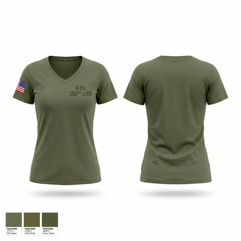 Womens Short Sleeve Vneck Shirt, B Co 122ND ASB, Army, Teamtime, Team time, sublimation, custom sports apparel, team uniforms, spirit wear, spiritwear, sports uniforms, custom shirts, team store, custom team store, fundraiser sports, apparel fundraiser