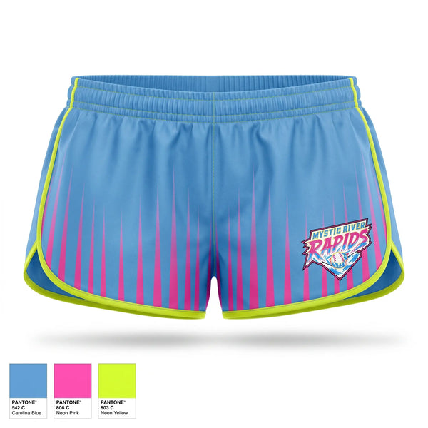 Womens Shorts, Mystic River Rapids, Baseball, Teamtime, Team time, sublimation, custom sports apparel, team uniforms, spirit wear, spiritwear, sports uniforms, custom shirts, team store, custom team store, fundraiser sports, apparel fundraiser