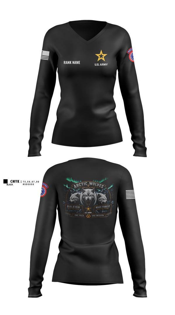 Womens Long Sleeve Vneck Shirt, Capital North Region, Army, Teamtime, Team time, sublimation, custom sports apparel, team uniforms, spirit wear, spiritwear, sports uniforms, custom shirts, team store, custom team store, fundraiser sports, apparel fundraiser