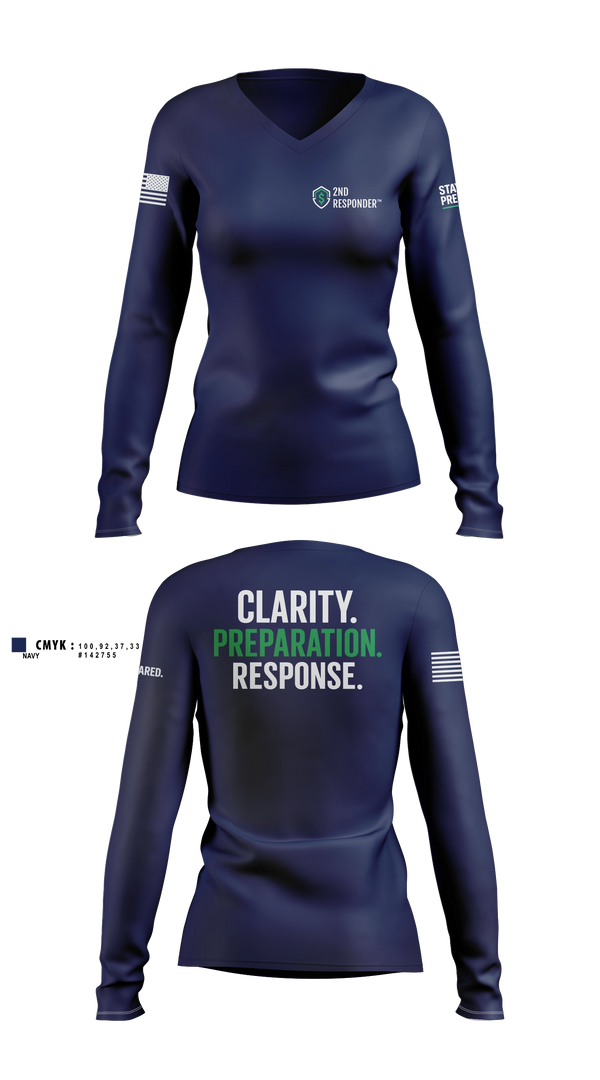 Womens Long Sleeve Vneck Shirt, 2ND RESPONDER, , Teamtime, Team time, sublimation, custom sports apparel, team uniforms, spirit wear, spiritwear, sports uniforms, custom shirts, team store, custom team store, fundraiser sports, apparel fundraiser