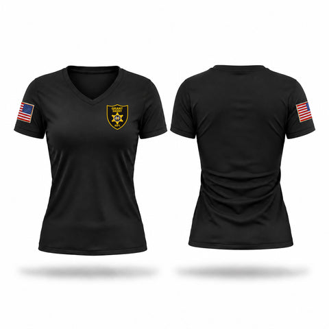 Womens Short Sleeve Vneck Shirt, Grant County Sherrif's Department, Police, Teamtime, Team time, sublimation, custom sports apparel, team uniforms, spirit wear, spiritwear, sports uniforms, custom shirts, team store, custom team store, fundraiser sports, apparel fundraiser