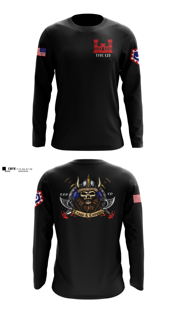 Long Sleeve Performance Shirt, 125 ENGINEER COMPANY, National Guard, Teamtime, Team time, sublimation, custom sports apparel, team uniforms, spirit wear, spiritwear, sports uniforms, custom shirts, team store, custom team store, fundraiser sports, apparel fundraiser