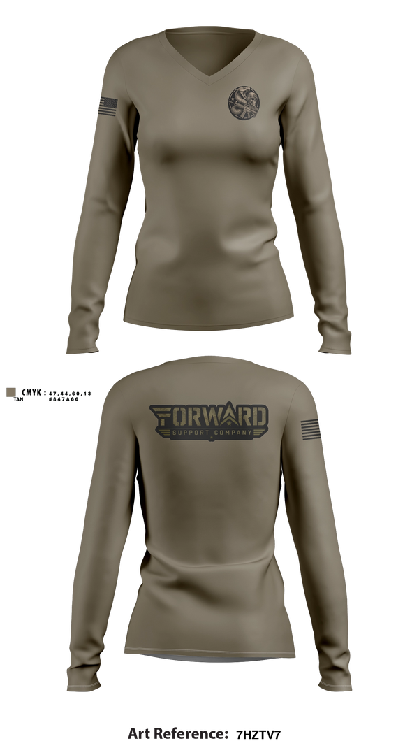 Womens Long Sleeve Vneck Shirt, E.Co 250th BSB, Army, Teamtime, Team time, sublimation, custom sports apparel, team uniforms, spirit wear, spiritwear, sports uniforms, custom shirts, team store, custom team store, fundraiser sports, apparel fundraiser