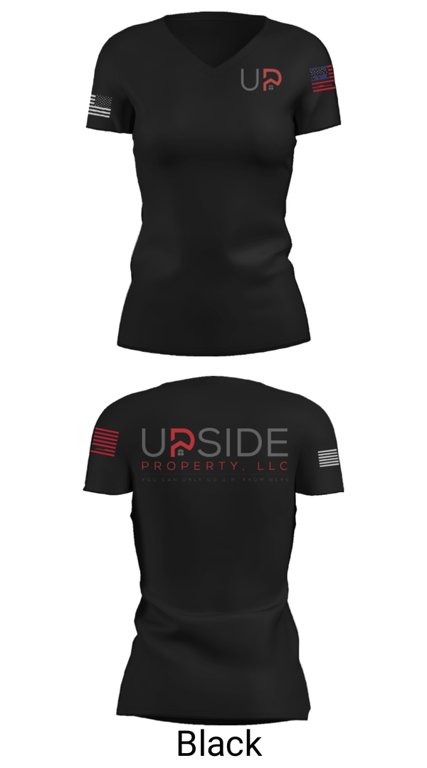 Women's Short Sleeve Vneck Shirt, UPSIDE PROPERTY, , Teamtime, Team time, sublimation, custom sports apparel, team uniforms, spirit wear, spiritwear, sports uniforms, custom shirts, team store, custom team store, fundraiser sports, apparel fundraiser