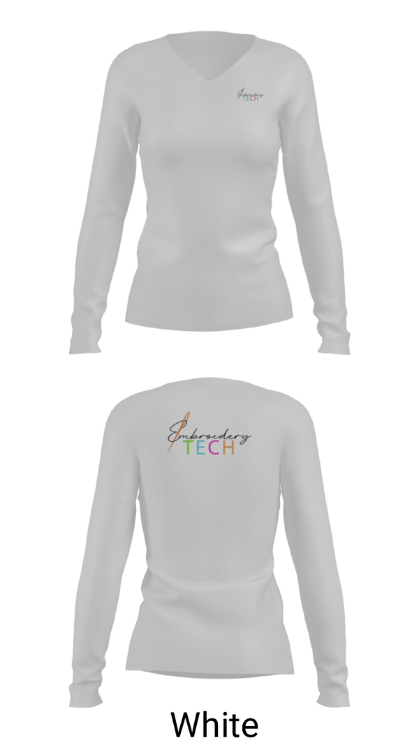 Women's Long Sleeve Vneck Shirt, Embroidery Tech, , Teamtime, Team time, sublimation, custom sports apparel, team uniforms, spirit wear, spiritwear, sports uniforms, custom shirts, team store, custom team store, fundraiser sports, apparel fundraiser