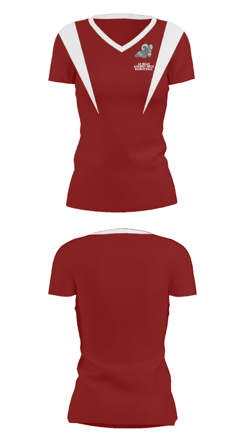 Women's Short Sleeve Vneck Shirt, La Salle Academy Girls Basketball, Women's Basketball, Teamtime, Team time, sublimation, custom sports apparel, team uniforms, spirit wear, spiritwear, sports uniforms, custom shirts, team store, custom team store, fundraiser sports, apparel fundraiser