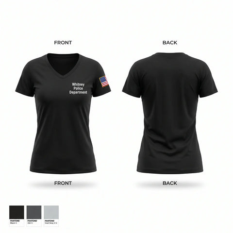 Womens Short Sleeve Vneck Shirt, Whitney Police Department, Police, Teamtime, Team time, sublimation, custom sports apparel, team uniforms, spirit wear, spiritwear, sports uniforms, custom shirts, team store, custom team store, fundraiser sports, apparel fundraiser