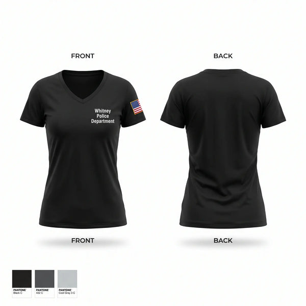 Womens Short Sleeve Vneck Shirt, Whitney Police Department, Police, Teamtime, Team time, sublimation, custom sports apparel, team uniforms, spirit wear, spiritwear, sports uniforms, custom shirts, team store, custom team store, fundraiser sports, apparel fundraiser
