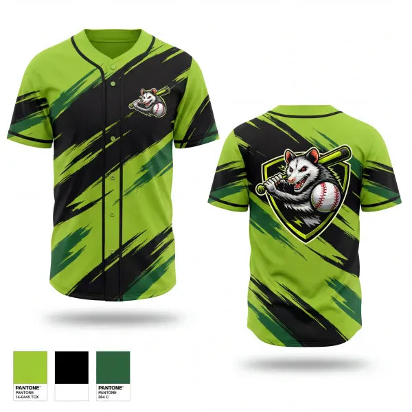 Full Button Baseball Jersey, Possums, Baseball, Teamtime, Team time, sublimation, custom sports apparel, team uniforms, spirit wear, spiritwear, sports uniforms, custom shirts, team store, custom team store, fundraiser sports, apparel fundraiser