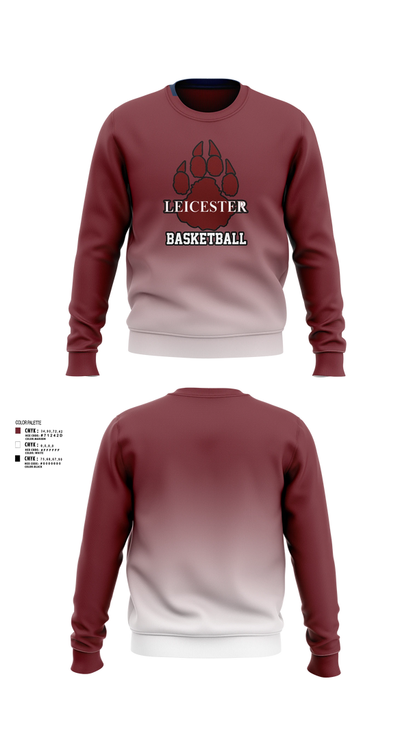 Crew Neck Sweatshirt, Leicester High School Basketball, Men's Basketball, Teamtime, Team time, sublimation, custom sports apparel, team uniforms, spirit wear, spiritwear, sports uniforms, custom shirts, team store, custom team store, fundraiser sports, apparel fundraiser